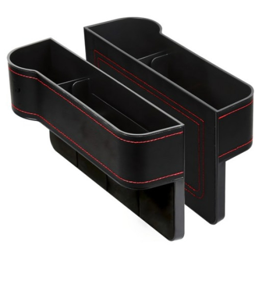 편안생활 사이드포켓 운전석+조수석 세트 차량용 틈새 수납함, 2개, 블랙