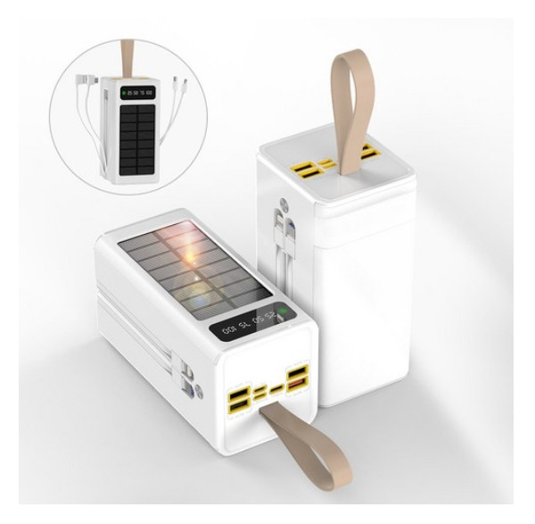CCAGU 대용량 보조배터리 60000mAh 고속충전 태양광충전기 일체형 보조밧데리 멀티단자 차박 캠핑용 LED조명등