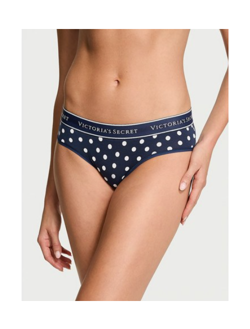 Victoria's Secret 빅토리아 시크릿 힙허거 로고 코튼 팬티  누아르 네이비 도트