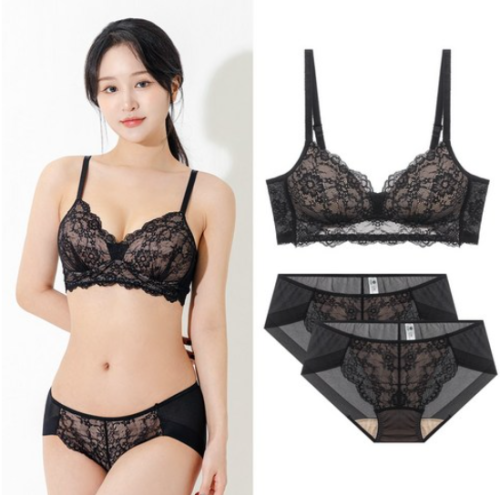 비너스 노와이어 A B C컵 레이스 브라렛 팬티 세트